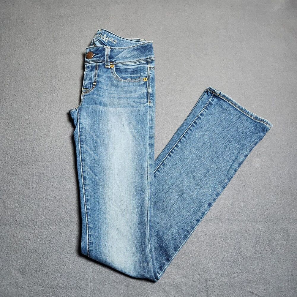 American Eagle Women 0 X-Long Low Rise Kick Boot Jeans